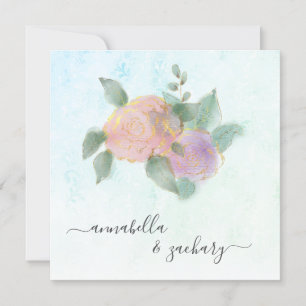 *~* ROSES + RSVP QR  Gold Glitter -  AR12 Wedding Invitation