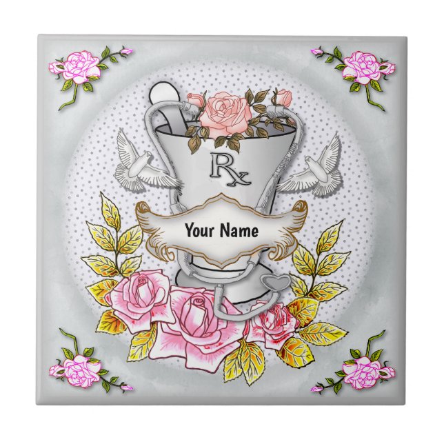 Roses RX Mortar Pestle Ceramic Tile (Front)