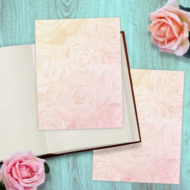 Roses Scrapbook Paper Pale Pink Background  (Creator Uploaded)