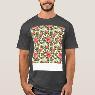 Roses Seamless Pattern Pretty Floral Flower Bud Th T-Shirt