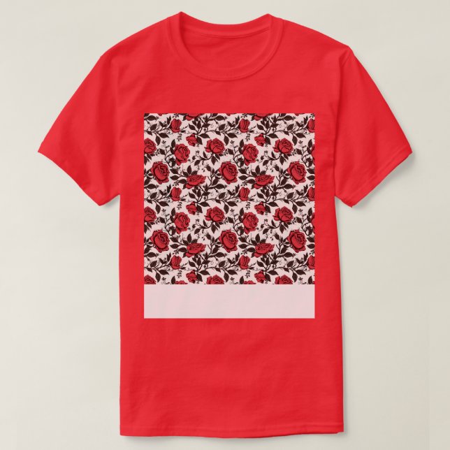 Roses Seamless Pattern Pretty Floral Flower Bud Th T-Shirt (Design Front)