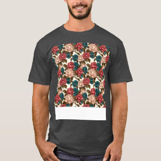 Roses Seamless Pattern Pretty Floral Flower Bud Th T-Shirt