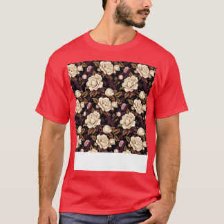 Roses Seamless Pattern Pretty Floral Flower Bud Th T-Shirt