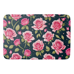 Roses Seamless Pattern Valentines Day Bath Mat
