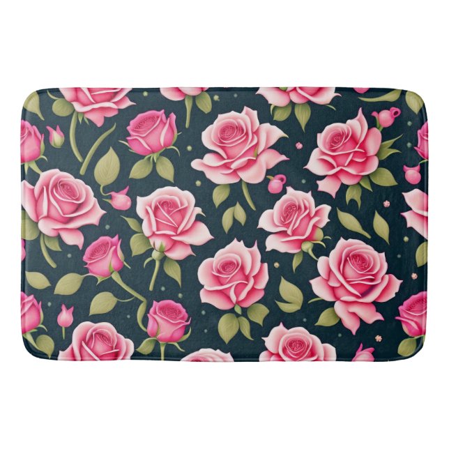 Roses Seamless Pattern Valentines Day Bath Mat (Front)