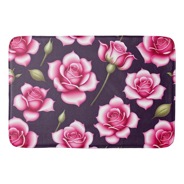 Roses Seamless Pattern Valentines Day Bath Mat (Front)