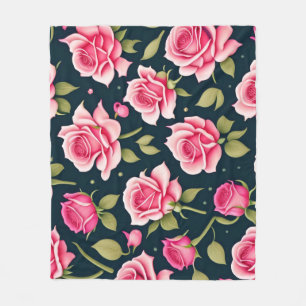 Roses Seamless Pattern Valentines Day Fleece Blank Blanket