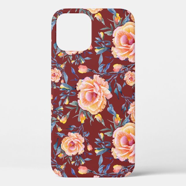 Roses, seamless, red background pattern Case-Mate iPhone case (Back)