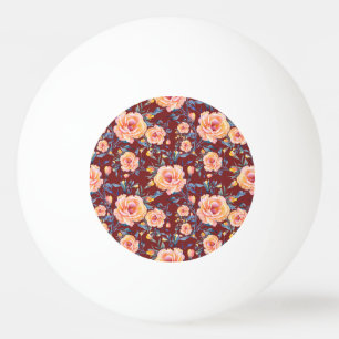 Roses, seamless, red background pattern ping pong ball