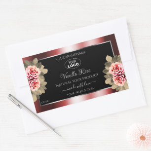 Roses Shimmering Red Black Product Labels Logo