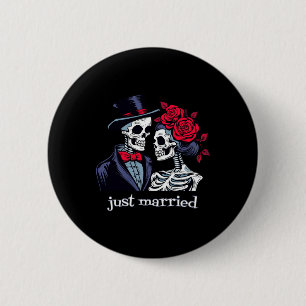 Roses Skeleton Bride And Groom Skeleton Halloween  6 Cm Round Badge