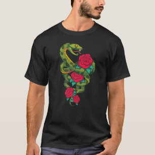 Roses Snake Reptile Animal Floral Snake T-Shirt