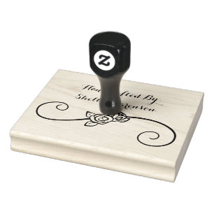 Roses Swash, Handcrafted By, 4" x 5" Rubber Stamp