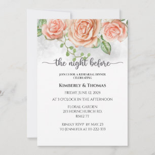 Roses the night before rehearsal dinner invitation