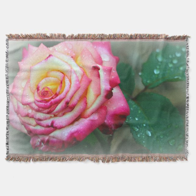 Roses Throw Blanket/Pink & White Blanket (Front)