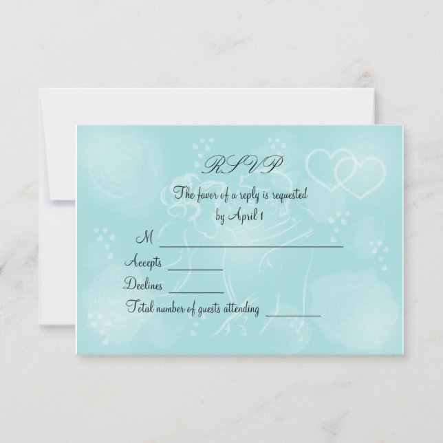Roses Turquoise RSVP Card (Front)