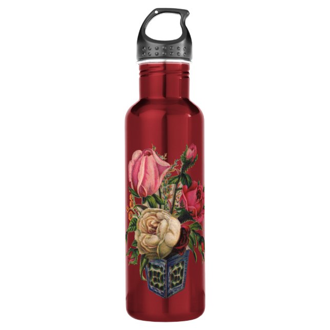 Roses Victorian flower floral rose bouquet 710 Ml Water Bottle (Front)