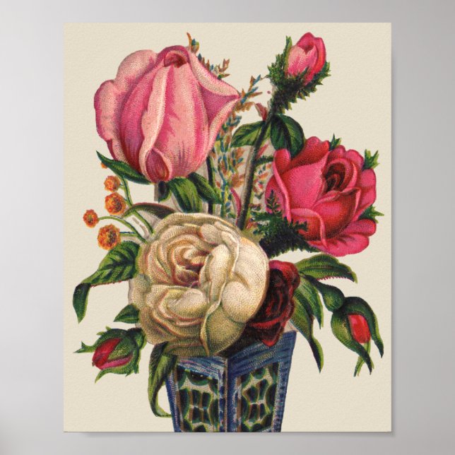Roses Victorian flower floral rose bouquet Poster (Front)