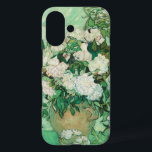 Roses | Vincent Van Gogh iPhone 16 Case<br><div class="desc">Roses (1890) by Dutch post-impressionist artist Vincent Van Gogh. Original work is an oil on canvas painting depicting a still life of white roses against a light green background. 

Use the design tools to add custom text or personalise the image.</div>