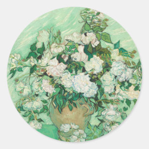 Roses   Vincent van Gogh Classic Round Sticker