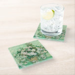 Roses | Vincent Van Gogh Glass Coaster<br><div class="desc">Roses (1890) by Dutch post-impressionist artist Vincent Van Gogh. Original work is an oil on canvas painting depicting a still life of white roses against a light green background. 

Use the design tools to add custom text or personalise the image.</div>