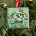 Roses | Vincent Van Gogh Metal Ornament<br><div class="desc">Roses (1890) by Dutch post-impressionist artist Vincent Van Gogh. Original work is an oil on canvas painting depicting a still life of white roses against a light green background. 

Use the design tools to add custom text or personalise the image.</div>