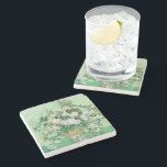 Roses | Vincent van Gogh Stone Coaster<br><div class="desc">Roses (1890) by Dutch post-impressionist artist Vincent Van Gogh. Original work is an oil on canvas painting depicting a still life of white roses against a light green background. 

Use the design tools to add custom text or personalise the image.</div>