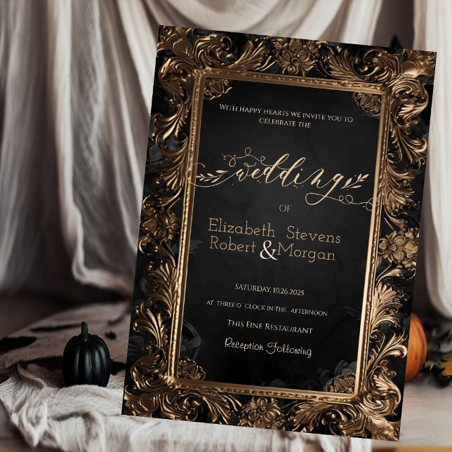 Roses Vintage Frame Gothic  Wedding Invitation (Creator Uploaded)