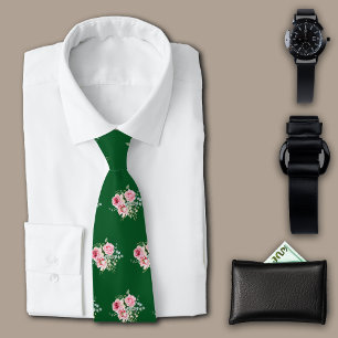 Roses Vintage Green Personalise Initial Tie