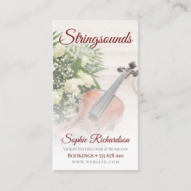 Roses Violin Musician Business card (Front)