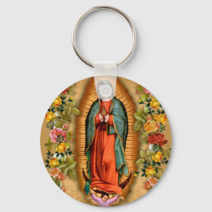 Roses Virgin Mary Guadalupe Catholic Religious  Key Ring