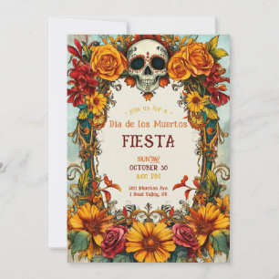 💀Roses Watercolor Día de Muertos Party Invitation