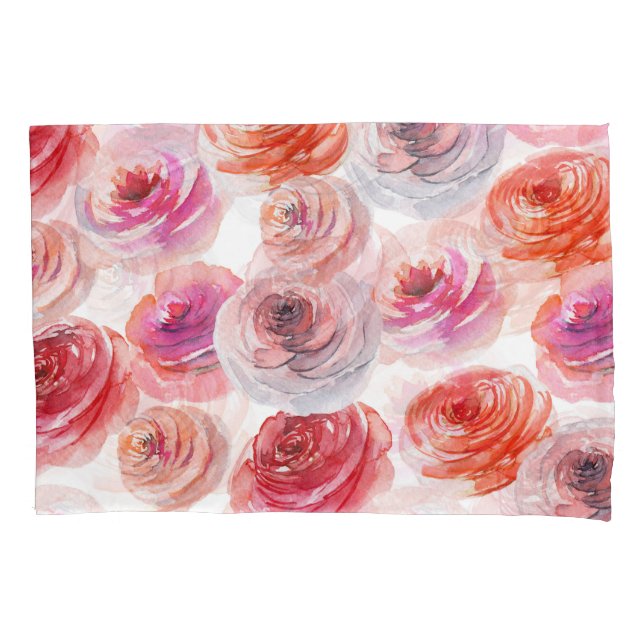 Roses Watercolor: Floral Seamless Pattern. Pillowcase (Front)