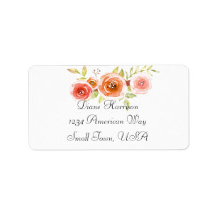 Roses Watercolor Floral Wedding Label
