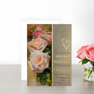 Roses Watercolor Romantic Fall Wedding Invitation