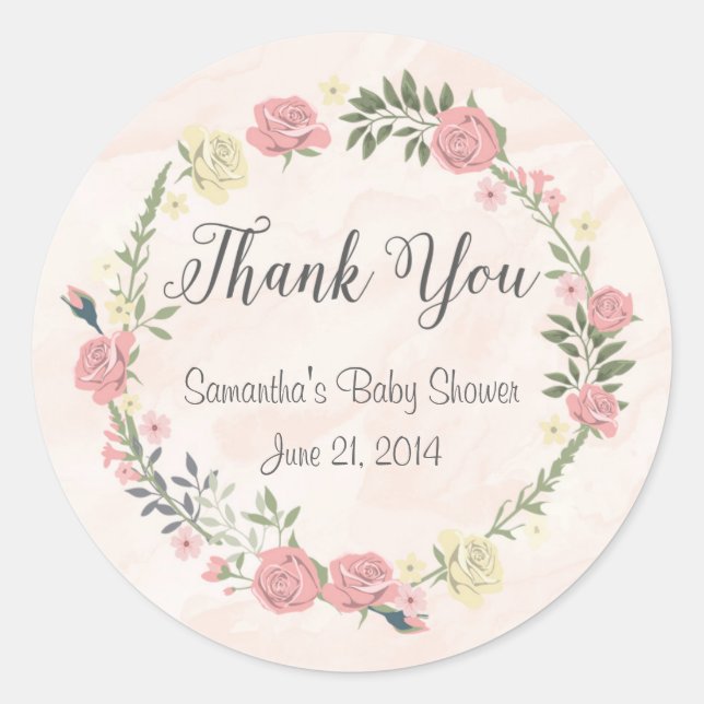 Roses Watercolor Round Stickers (Front)