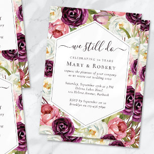 Roses We Still Do Vow Renewal 50th Wedding Invitation