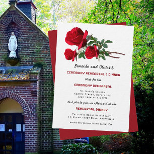 Roses Wedding Ceremony Rehearsal Dinner Invitation