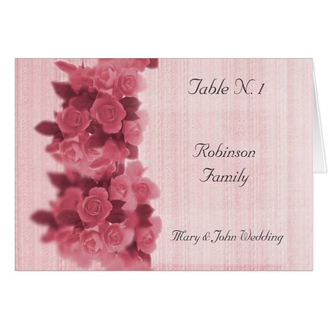 Roses Wedding Table Seating Menu (Front Horizontal)