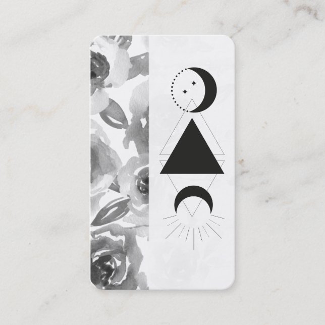 *~* Roses Wisteria Alchemy Moon Triangle Floral Business Card (Front)
