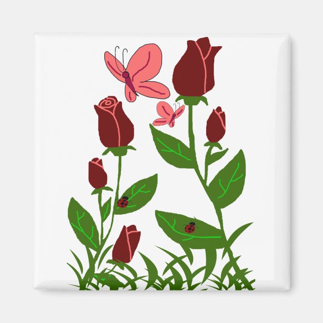 Roses with butterflies magnet (Front)