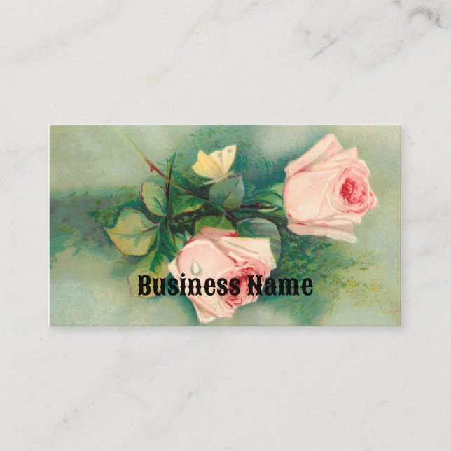 Roses With Butterfly Business Card (Front)