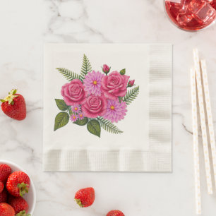 Roses with Dahlias Coined Napkin