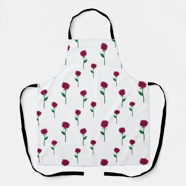 Roses with stem romantic Valentine's Day design Apron (Front)