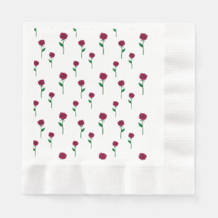 Roses with stem romantic Valentine's Day design Napkin