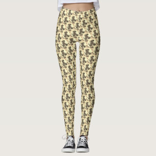 Roses yellow pattern design leggings