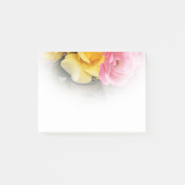 Roses Yellow Pink Romance Post-It Notes (Front)