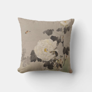 Roses Young Bird and a Butterfly by Seitei Cushion