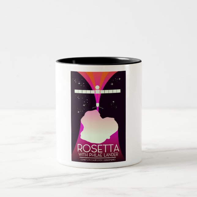 Rosetta & Philae Lander Space Art. Two-Tone Coffee Mug (Center)
