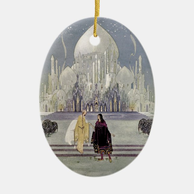 Rosette and Prince Charmant Ceramic Tree Decoration (Front)